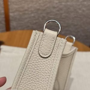 Hermes Evelyne 16 CM Bag Handmade In Taurillon Clemence Leather Silver Hardware 10 Craie - Image 6
