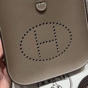 Hermes Evelyne 16 CM Bag Handmade In Epsom Calfskin Leather Gold Hardware 18 Etoupe - Image 14