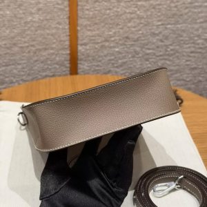 Hermes Evelyne 16 CM Bag Handmade In Epsom Calfskin Leather Sliver Hardware 18 Etoupe - Image 11