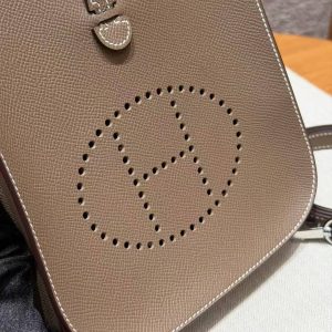 Hermes Evelyne 16 CM Bag Handmade In Epsom Calfskin Leather Sliver Hardware 18 Etoupe - Image 7