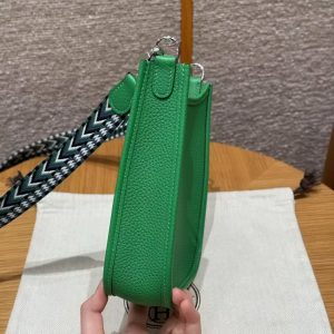 Hermes Evelyne 16 CM Bag Handmade In Taurillon Clemence Leather Silver Hardware 1K Bambou - Image 22