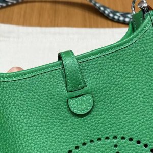 Hermes Evelyne 16 CM Bag Handmade In Taurillon Clemence Leather Silver Hardware 1K Bambou - Image 14