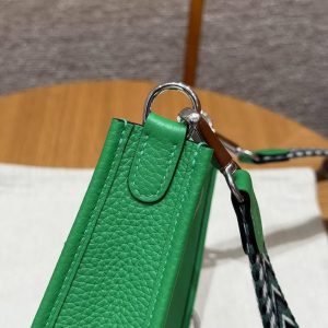 Hermes Evelyne 16 CM Bag Handmade In Taurillon Clemence Leather Silver Hardware 1K Bambou - Image 13