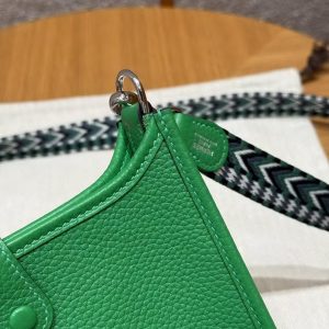 Hermes Evelyne 16 CM Bag Handmade In Taurillon Clemence Leather Silver Hardware 1K Bambou - Image 11