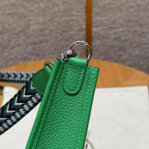 Hermes Evelyne 16 CM Bag Handmade In Taurillon Clemence Leather Silver Hardware 1K Bambou - Image 10