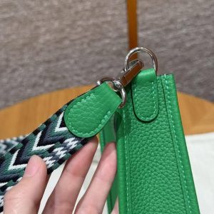 Hermes Evelyne 16 CM Bag Handmade In Taurillon Clemence Leather Silver Hardware 1K Bambou - Image 9
