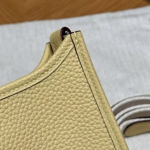 Hermes Evelyne 16 CM Bag Handmade In Taurillon Clemence Leather Silver Hardware 1Z Jaune Poussin - Image 5
