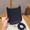 Hermes Evelyne 16 CM Bag Handmade In Taurillon Clemence Leather Silver Hardware 2Z Blue Niut