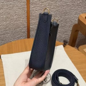 Hermes Evelyne 16 CM Bag Handmade In Taurillon Clemence Leather Silver Hardware 2Z Blue Niut - Image 21