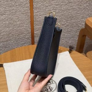 Hermes Evelyne 16 CM Bag Handmade In Taurillon Clemence Leather Silver Hardware 2Z Blue Niut - Image 20