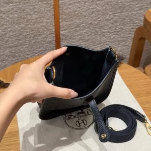 Hermes Evelyne 16 CM Bag Handmade In Taurillon Clemence Leather Silver Hardware 2Z Blue Niut - Image 18