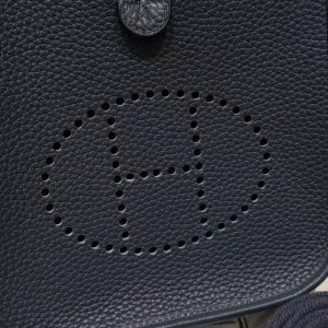 Hermes Evelyne 16 CM Bag Handmade In Taurillon Clemence Leather Silver Hardware 2Z Blue Niut - Image 15