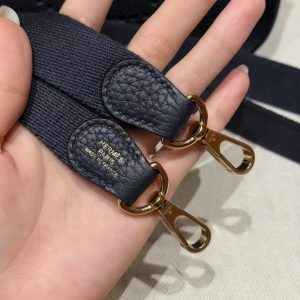 Hermes Evelyne 16 CM Bag Handmade In Taurillon Clemence Leather Silver Hardware 2Z Blue Niut - Image 11