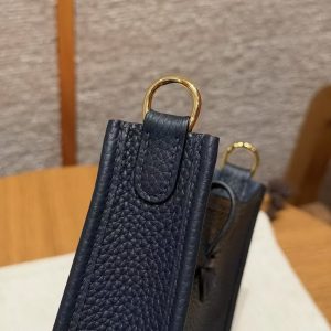 Hermes Evelyne 16 CM Bag Handmade In Taurillon Clemence Leather Silver Hardware 2Z Blue Niut - Image 10