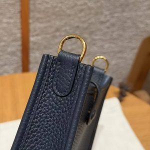 Hermes Evelyne 16 CM Bag Handmade In Taurillon Clemence Leather Silver Hardware 2Z Blue Niut - Image 9