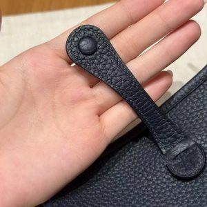 Hermes Evelyne 16 CM Bag Handmade In Taurillon Clemence Leather Silver Hardware 2Z Blue Niut - Image 8