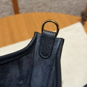 Hermes Evelyne 16 CM Bag Handmade In Taurillon Clemence Leather Silver Hardware 2Z Blue Niut - Image 7
