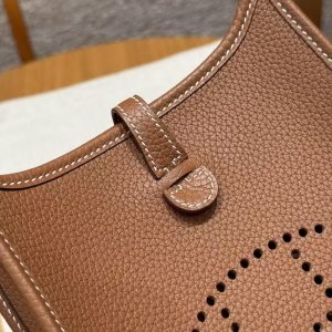 Hermes Evelyne 16 CM Bag Handmade In Taurillon Clemence Leather Silver Hardware 37 Gold - Image 8