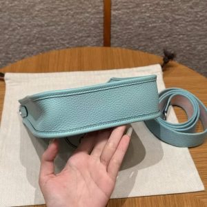 Hermes Evelyne 16 CM Bag Handmade In Taurillon Clemence Leather Sliver Hardware 3P Blue Atoll - Image 18