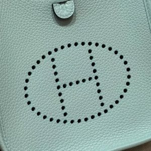 Hermes Evelyne 16 CM Bag Handmade In Taurillon Clemence Leather Sliver Hardware 3P Blue Atoll - Image 16