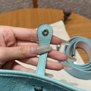 Hermes Evelyne 16 CM Bag Handmade In Taurillon Clemence Leather Sliver Hardware 3P Blue Atoll - Image 14
