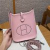 Hermes Evelyne 16 CM Bag Handmade In Taurillon Clemence Leather Silver Hardware 3Q Rose Sakura