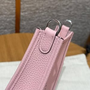 Hermes Evelyne 16 CM Bag Handmade In Taurillon Clemence Leather Silver Hardware 3Q Rose Sakura - Image 8