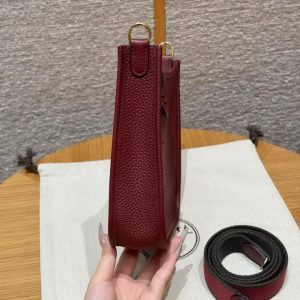 Hermes Evelyne 16 CM Bag Handmade In Taurillon Clemence Leather Gold Hardware 55 Rouge H - Image 19