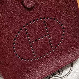 Hermes Evelyne 16 CM Bag Handmade In Taurillon Clemence Leather Gold Hardware 55 Rouge H - Image 13