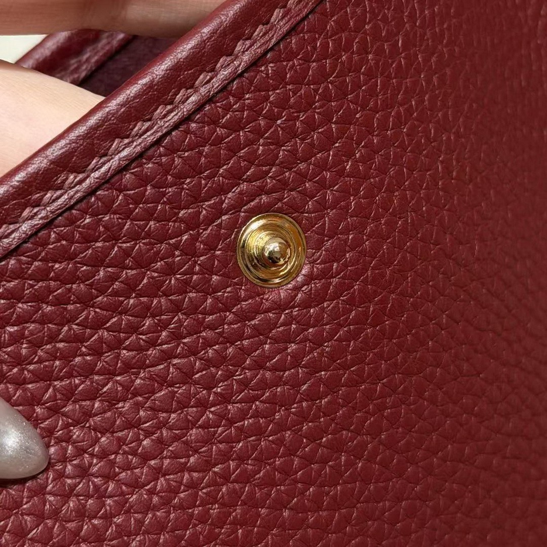 Hermes Evelyne 16 CM Bag Handmade In Taurillon Clemence Leather Gold Hardware 55 Rouge H - Image 8