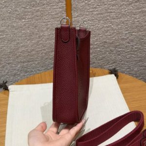 Hermes Evelyne 16 CM Bag Handmade In Taurillon Clemence Leather Silver Hardware 55 Rouge H - Image 17