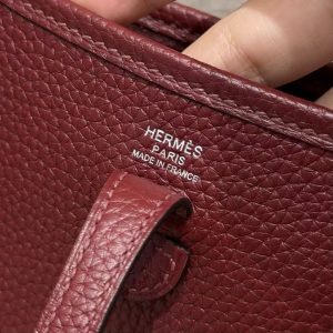 Hermes Evelyne 16 CM Bag Handmade In Taurillon Clemence Leather Silver Hardware 55 Rouge H - Image 14