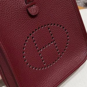 Hermes Evelyne 16 CM Bag Handmade In Taurillon Clemence Leather Silver Hardware 55 Rouge H - Image 12