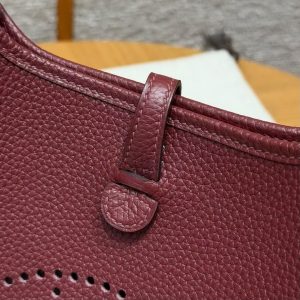 Hermes Evelyne 16 CM Bag Handmade In Taurillon Clemence Leather Silver Hardware 55 Rouge H - Image 11