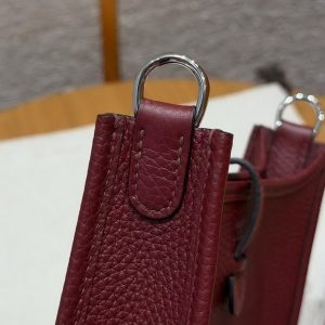 Hermes Evelyne 16 CM Bag Handmade In Taurillon Clemence Leather Silver Hardware 55 Rouge H - Image 9