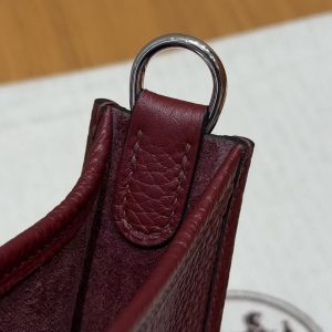 Hermes Evelyne 16 CM Bag Handmade In Taurillon Clemence Leather Silver Hardware 55 Rouge H - Image 6