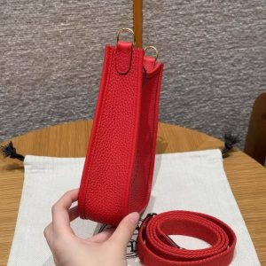 Hermes Evelyne 16 CM Bag Handmade In Taurillon Clemence Leather Gold Hardware 5E Vermillon - Image 21