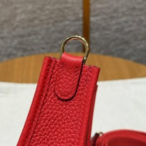 Hermes Evelyne 16 CM Bag Handmade In Taurillon Clemence Leather Gold Hardware 5E Vermillon - Image 11