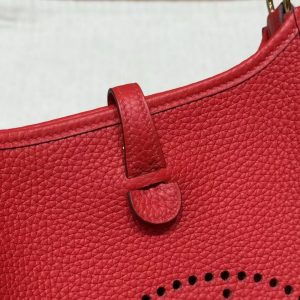 Hermes Evelyne 16 CM Bag Handmade In Taurillon Clemence Leather Gold Hardware 5E Vermillon - Image 10