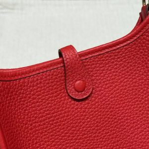 Hermes Evelyne 16 CM Bag Handmade In Taurillon Clemence Leather Gold Hardware 5E Vermillon - Image 9