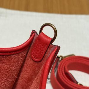 Hermes Evelyne 16 CM Bag Handmade In Taurillon Clemence Leather Gold Hardware 5E Vermillon - Image 8