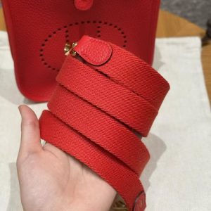 Hermes Evelyne 16 CM Bag Handmade In Taurillon Clemence Leather Gold Hardware 5E Vermillon - Image 6
