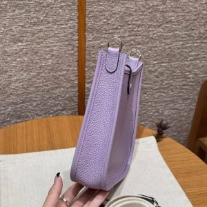 Hermes Evelyne 16 CM Bag Handmade In Taurillon Clemence Leather Sliver Hardware 5H Glycinc - Image 13