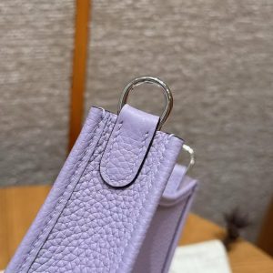 Hermes Evelyne 16 CM Bag Handmade In Taurillon Clemence Leather Sliver Hardware 5H Glycinc - Image 5