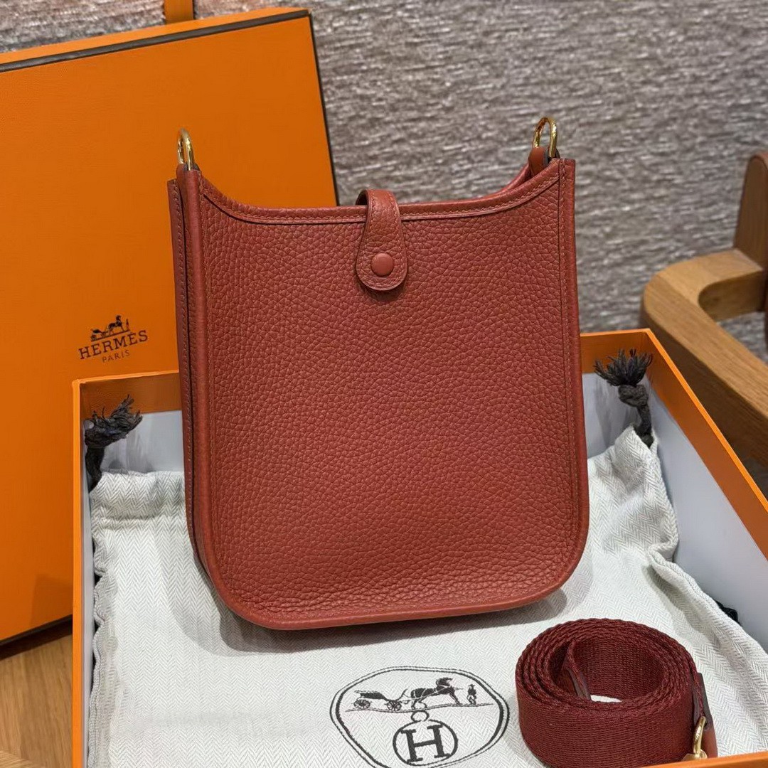 Hermes Evelyne 16 CM Bag Handmade In Taurillon Clemence Leather Gold Hardware 6C Cuivre - Image 2