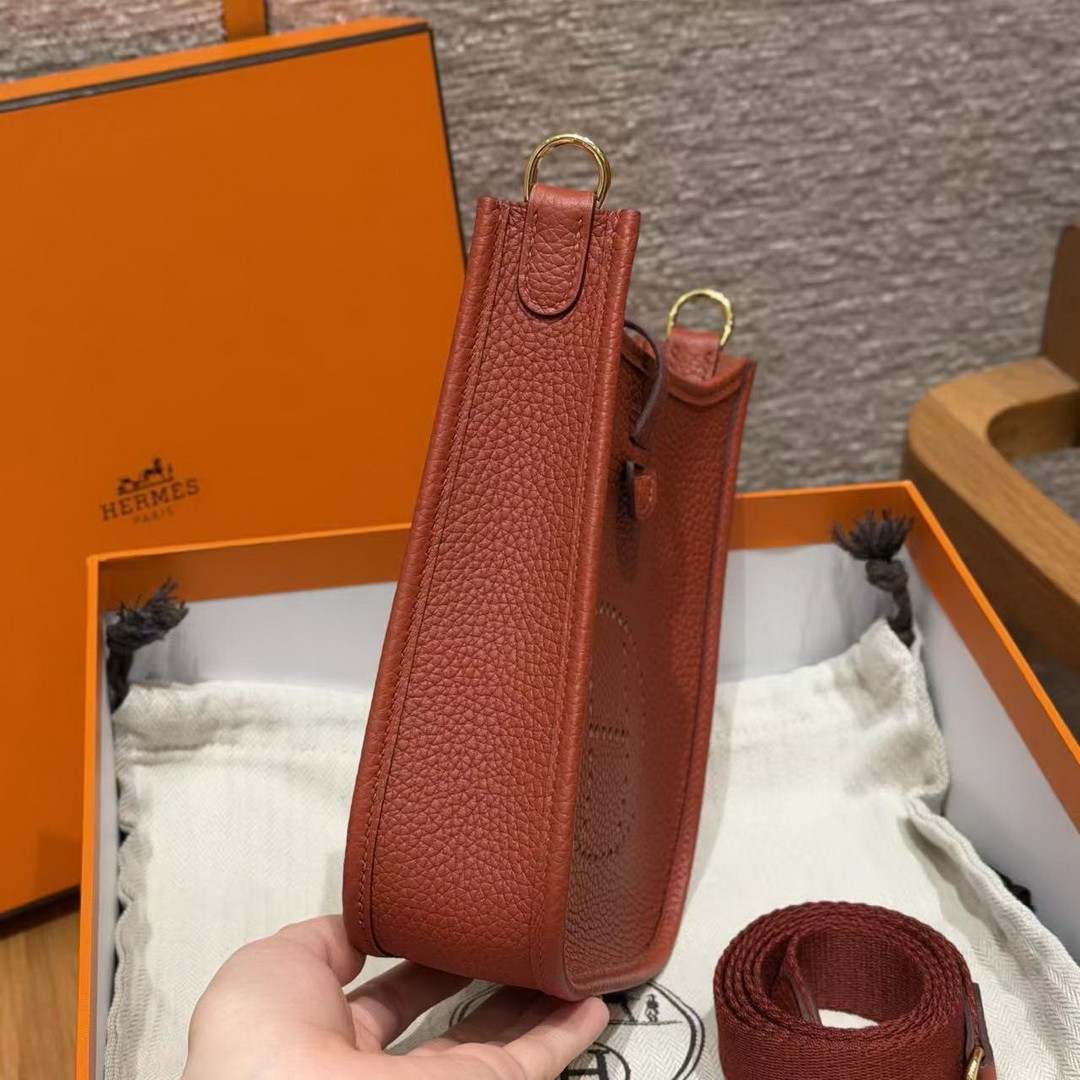 Hermes Evelyne 16 CM Bag Handmade In Taurillon Clemence Leather Gold Hardware 6C Cuivre - Image 19