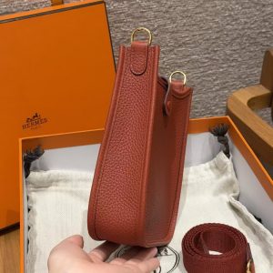 Hermes Evelyne 16 CM Bag Handmade In Taurillon Clemence Leather Gold Hardware 6C Cuivre - Image 18