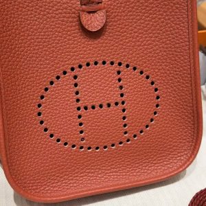 Hermes Evelyne 16 CM Bag Handmade In Taurillon Clemence Leather Gold Hardware 6C Cuivre - Image 14