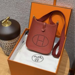 Hermes Evelyne 16 CM Bag Handmade In Taurillon Clemence Leather Gold Hardware 6C Cuivre - Image 12