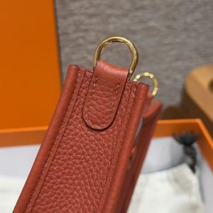 Hermes Evelyne 16 CM Bag Handmade In Taurillon Clemence Leather Gold Hardware 6C Cuivre - Image 8